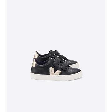 Veja ESPLAR LEATHER Tenisky Detske Black/Gold | SK 812UZG